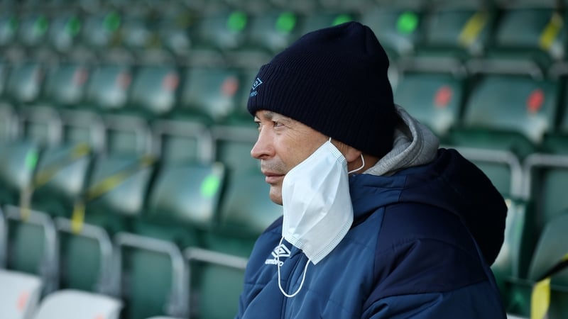 Eddie Jones looks on during the Trailfinders Challenge Cup match between Ealing Trailfinders and Saracens on Saturday