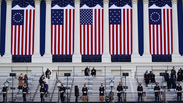 The West Front of the US Capitol is prepared for the inauguration