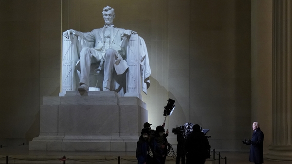 US President Joe Biden delivers remarks at the 'Celebrating America' event at the Lincoln Memorial
