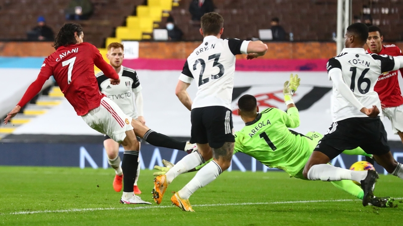 Cavani (L) finds the net against Fulham