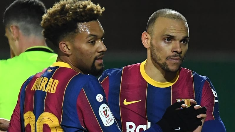 Martin Braithwaite (right) scored Barcelona's second goal
