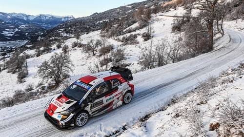 Sebastien Ogier and Julien Ingrassia in action at the FIA WRC Monte Carlo