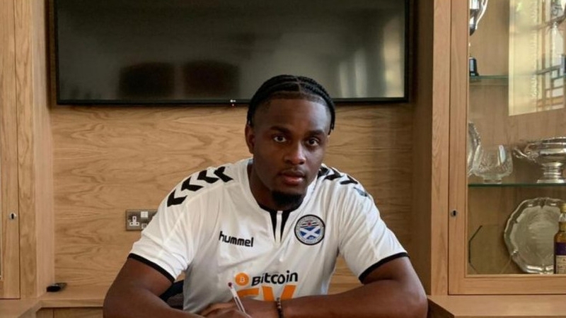 Andre Wright after signing for Ayr United