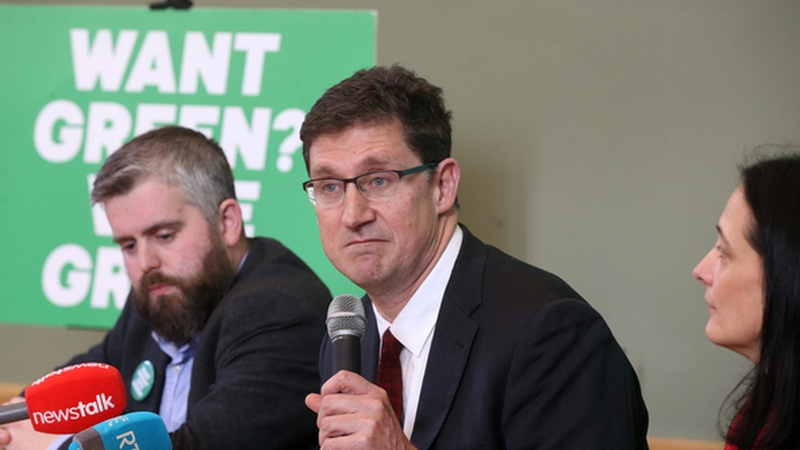 Cllr Peter Kavanagh (L) with Green Party Leader Eamon Ryan and Deputy Leader Catherine Martin during the General Election last year