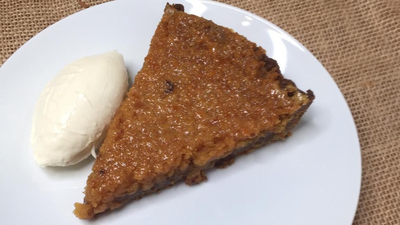 Mags Roche's treacle tart with citrus mascarpone cream.