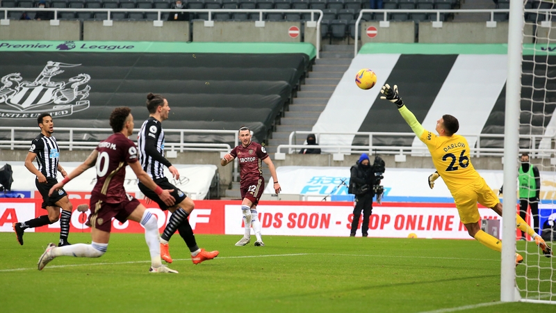 Jack Harrison scoring Leeds United's second goal