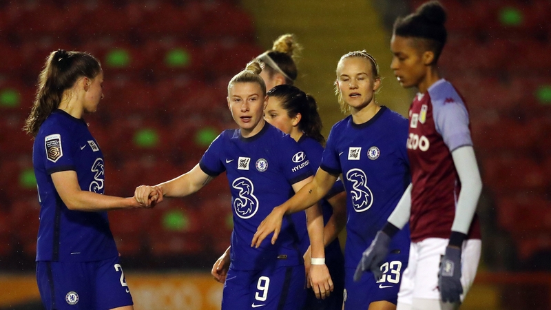 Bethany England of Chelsea celebrates with team-mates
