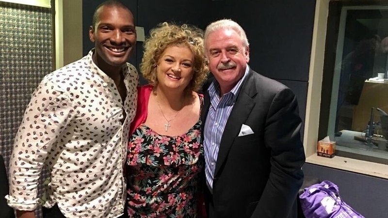 Noah Stewart and Cara O Sullivan in studio with RTÉ lyric fm's Marty Whelan