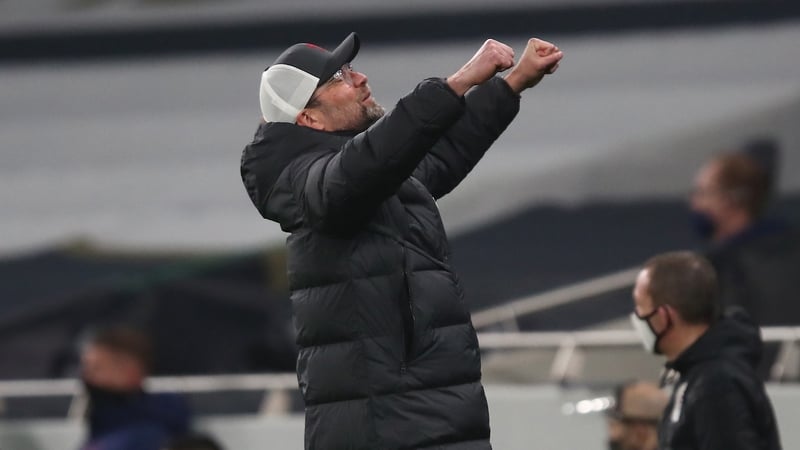 Jurgen Klopp shows his delight at the final whistle