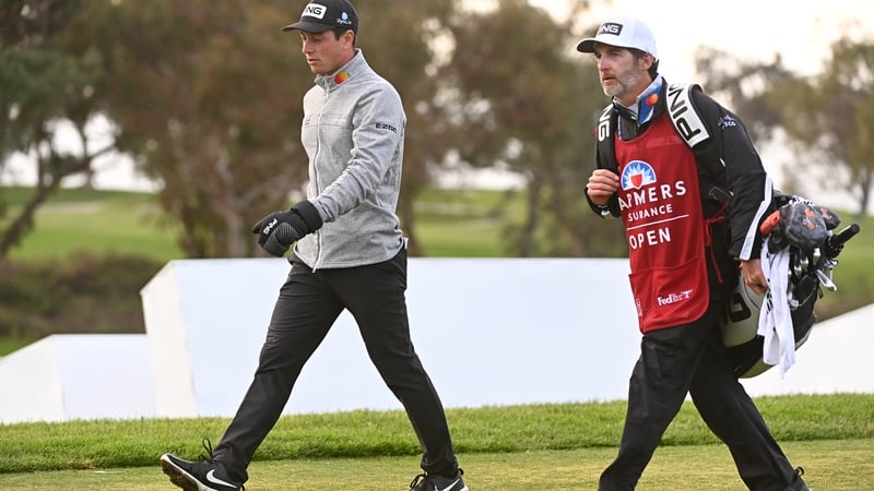 Viktor Hovland's 65 put the Norwegian atop the leaderboard on the chilly Torrey Pines track