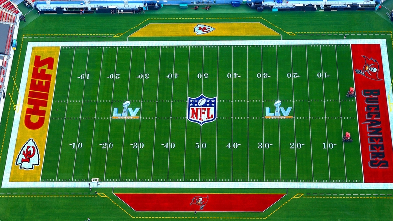 An aerial view of Raymond James Stadium ahead of Super Bowl LV in Tampa, Florida