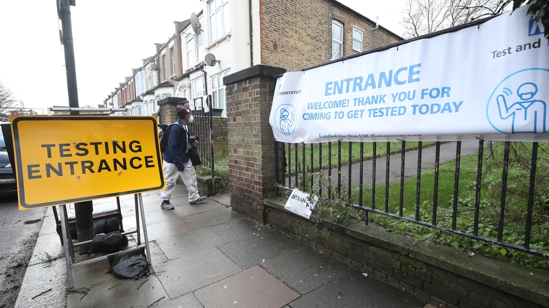 A walk-in coronavirus test centre in Tottenham, north London, during a testing drive of 80,000 people in England