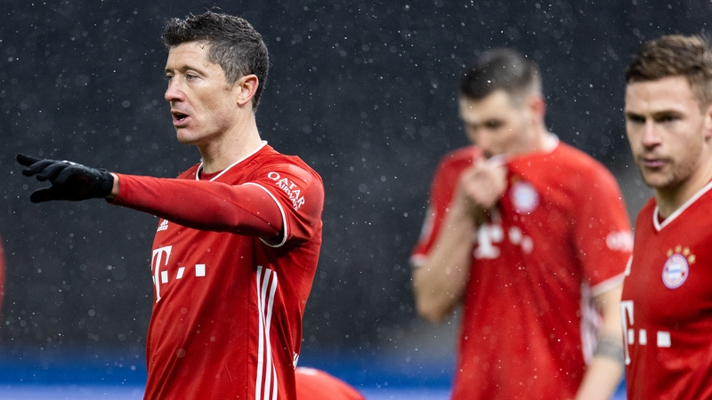 Robert Lewandowski during the clash with Hertha Berlin