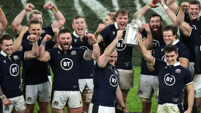 Scotland debutants David Cherry and Cameron Redpath lift the Calcutta Cup