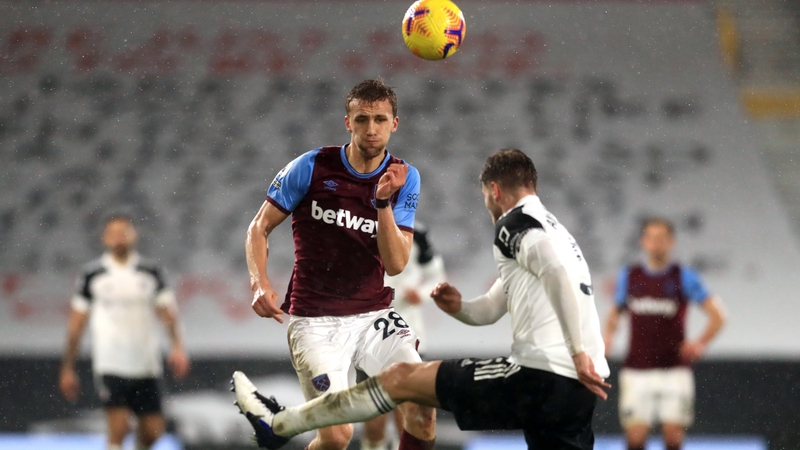 West Ham United's Tomas Soucek is fouled by Joachim Andersen