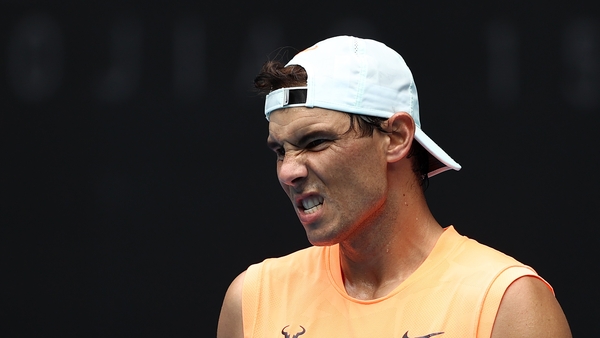 Rafael Nadal during a practice session on Sunday