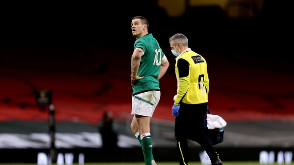 Jonathan Sexton leaves the pitch during the Wales vs Ireland Six Nations game in Cardiff at the weekend. Photo: Gareth Everett/Sportsfile via Getty Images