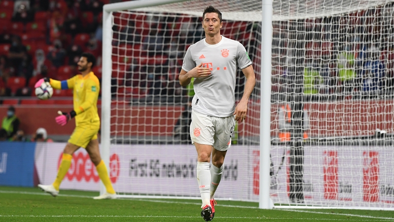 Robert Lewandowski celebrates his second goal