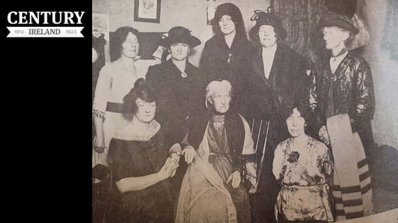 Charlotte Despard (centre) with some of the members of the Irish Women's Franchise League. The wome…