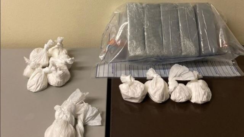 Suspected cocaine and other drug paraphernalia was seized