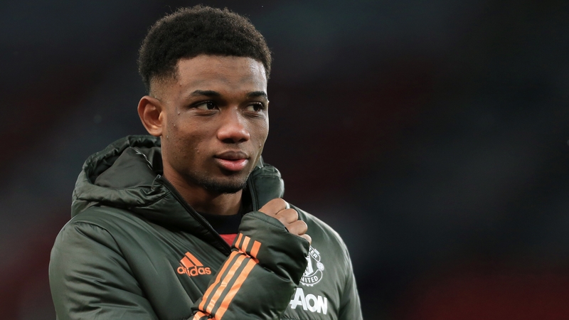 Amad Diallo at Old Trafford before the FA Cup match between Manchester United and West Ham