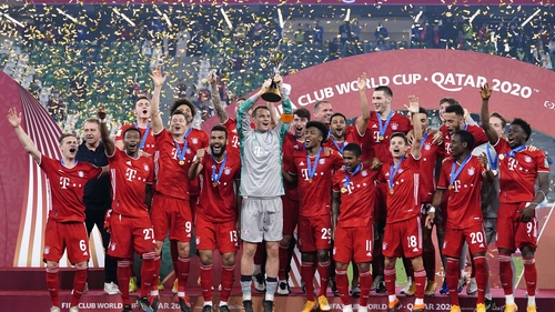 Bayern Munich captain Manuel Neuer lifts the FIFA Club World Cup trophy