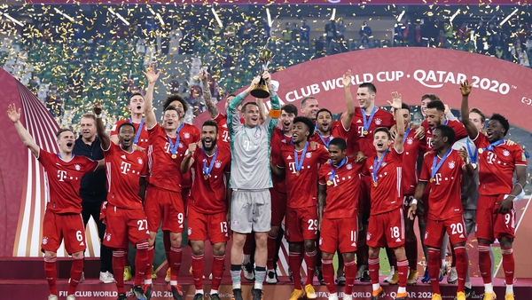 Bayern Munich captain Manuel Neuer lifts the FIFA Club World Cup trophy