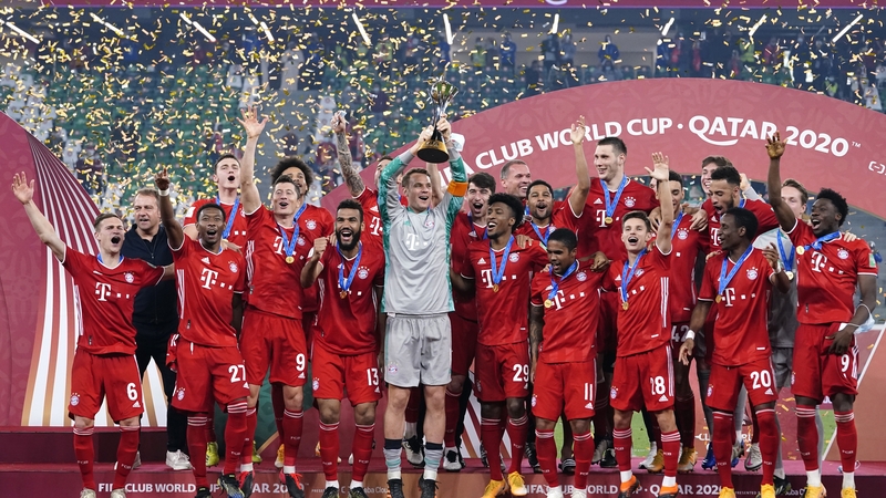 Bayern Munich captain Manuel Neuer lifts the FIFA Club World Cup trophy