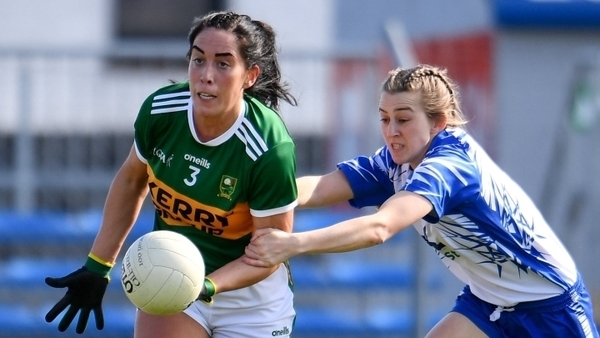 New Kerry captain, Aislinn Desmond (l) evades Waterford's Aileen Wall