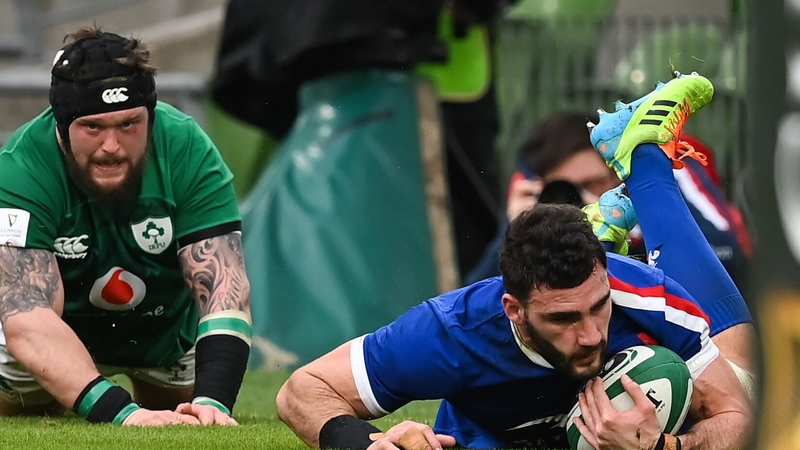 Charles Ollivon of France scores his side's first try