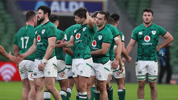 Ireland players after the defeat to France
