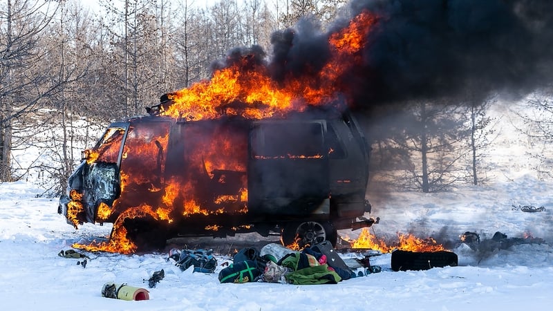 Burning Van 1, from Daragh Muldowney's Beacons