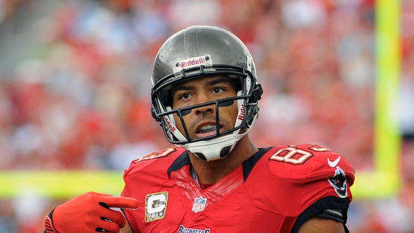 Vincent Jackson with the Tampa Bay Buccaneers while in action against the San Diego Chargers