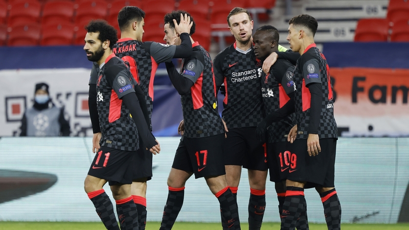 Sadio Mane is congratulated after scoring in Budapest