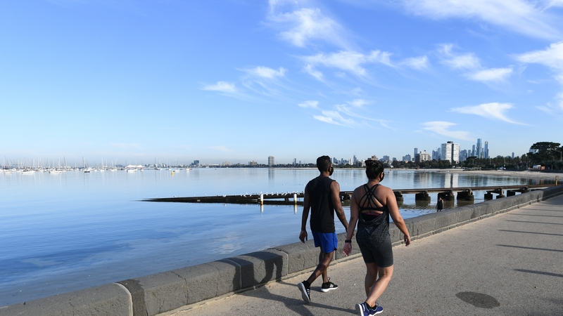 People are seen in St Kilda, Melbourne, Australia as Victoria State lifts its five-day Covid-19 lockdown