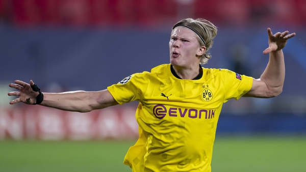 Erling Braut Haaland of Borussia Dortmund celebrates after scoring his team's second goal