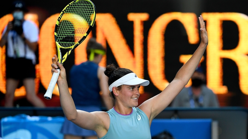 Jennifer Brady celebrates