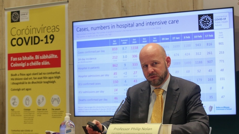 Prof Philip Nolan noted that while the situation is improving, the rate at which cases and hospitalisations are falling has decreased