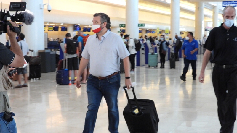 Texas Senator Ted Cruz pictured at Cancun International Airport in Mexico