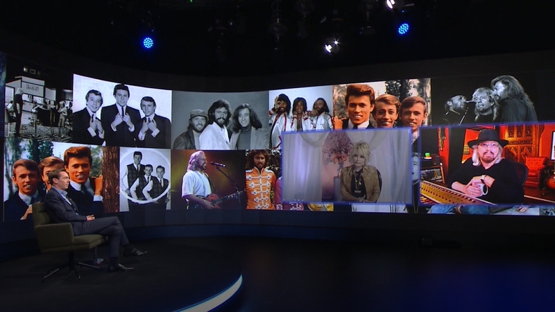 Ryan Tubridy talking to Dolly Parton and Barry Gibb