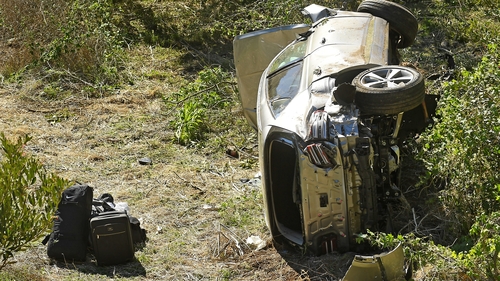 Fire crews rescued the 15-time major winner from his vehicle