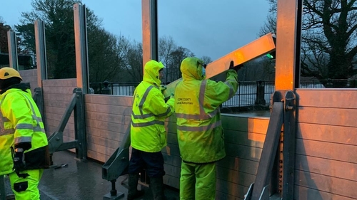 Flood barriers were erected in Mallow, Co Cork