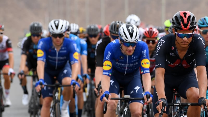 Sam Bennett and Andrey Amador during the third UAE Tour 2021