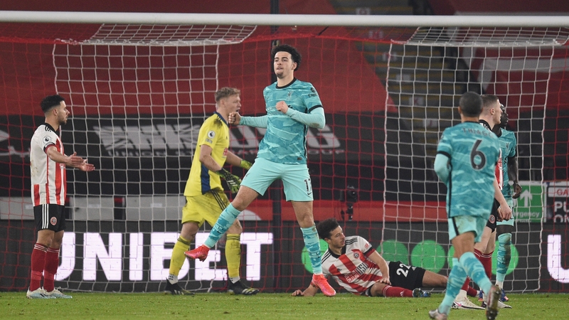 Curtis Jones celebrates Liverpool's opening goal
