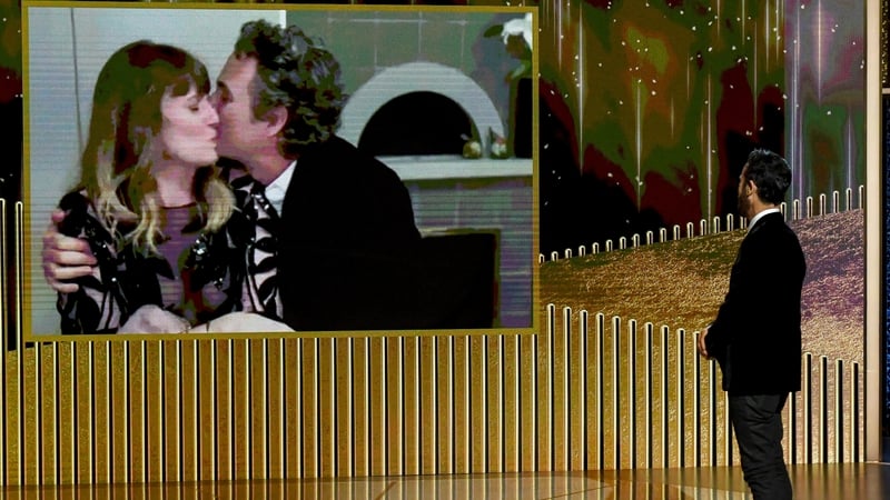 Mark Ruffalo celebrates his Golden Globe win with his wife Sunrise Coigney