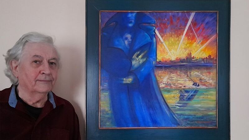 Patrick Murphy's painting 'Christmas package' hangs in his study serving as a daily reminder of his good fortune