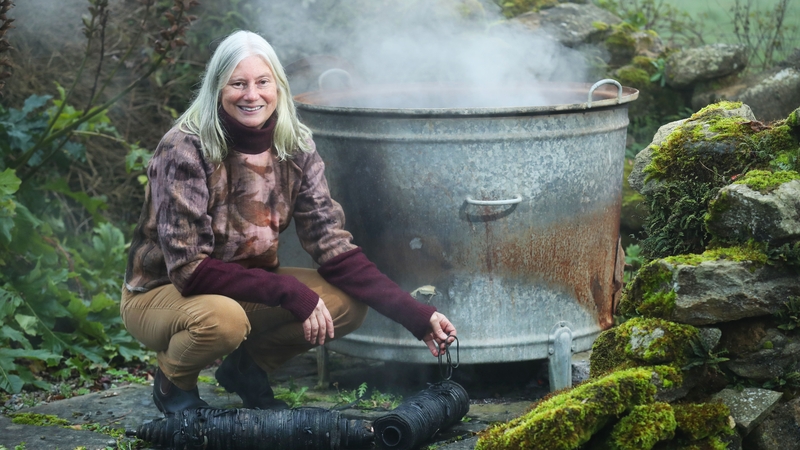 Nicola Brown prints textiles using her own supplies