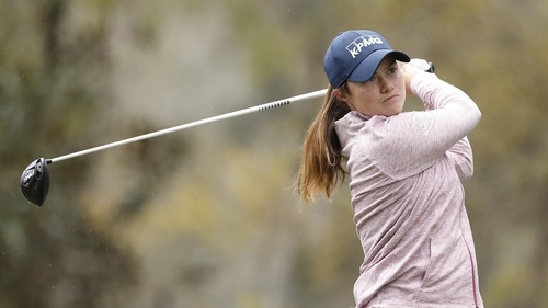 Leona Maguire playing her shot from the first tee during the third round