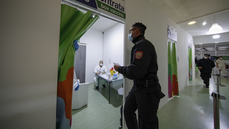 Police officers have been receiving the AstraZeneca jab in Italy
