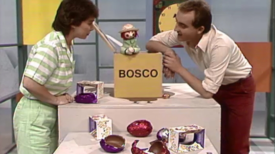 Bosco with Easter eggs in 1988.